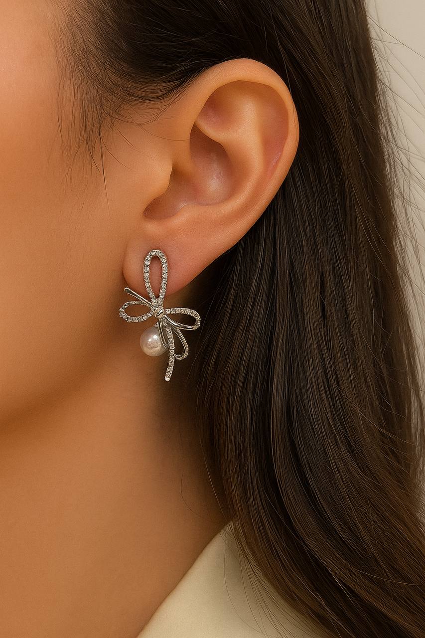 گوشواره پاپیون و مروارید