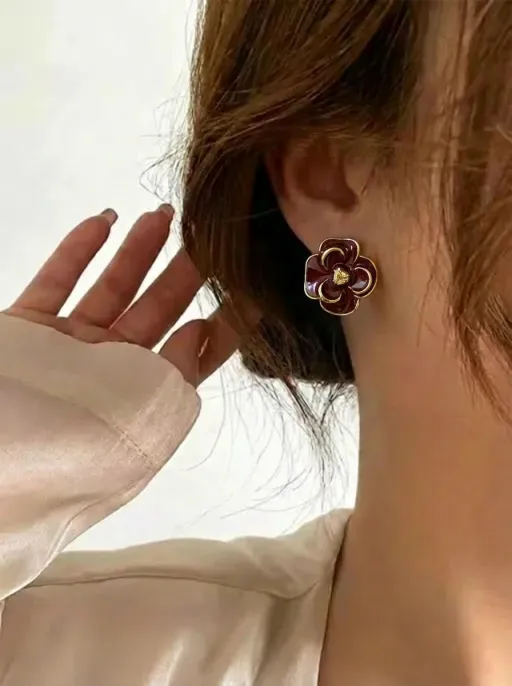 گوشواره میناکاری طرح گل کد 06